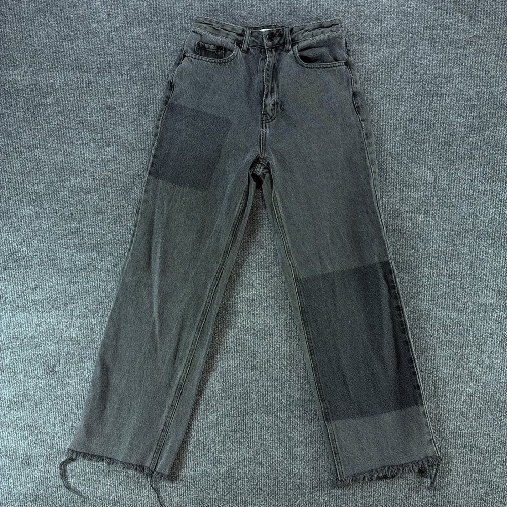 PacSun 90s Boyfriend Jeans Black Patchwork Raw Hem Loose‎ Baggy Womens Size 26
